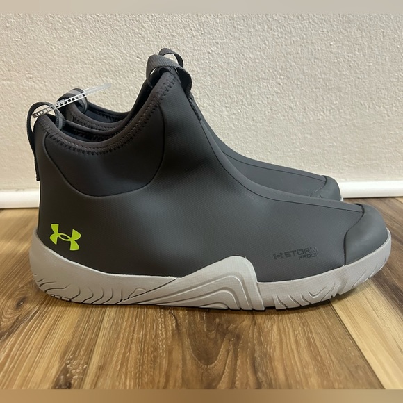 Under Armour Dark Gray Boots with Neon Yellow Logo